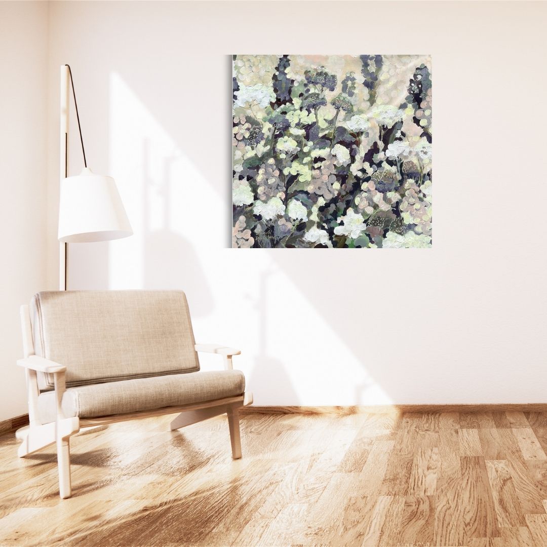 Akryl - Łąka w mgle Kolekcja Kwiaty 70x70